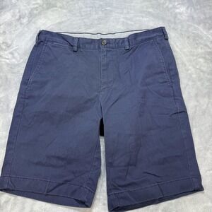 Brooks Brothers Shorts Mens 34 Navy Blue Chino Dress Casual Bermuda Flat Front